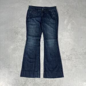 Ann Taylor LOFT Modern Flare Jeans Dark Wash - Size: 10